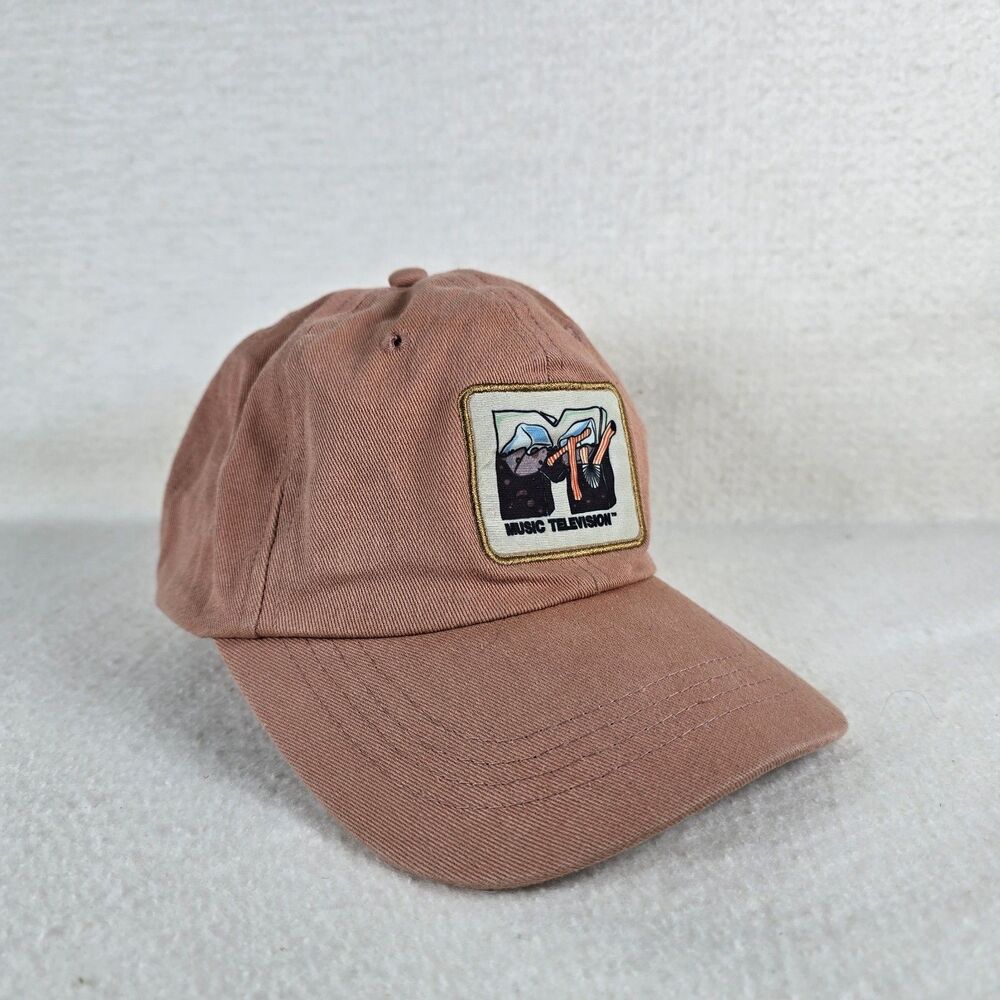 MTV Music Television Adjustable Hat Pink Embroidered Retro Logo One Size Y2K